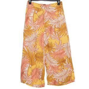 NEW Tahari Pants Linen Wide Leg Crop Tropical Boho Resort Vacation Retro Large